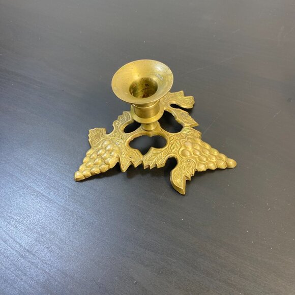 Vintage Brass Ornate Candlestick, Golden Decorative Candle Holder, Dining Rustic - Picture 2 of 10